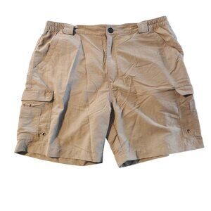 Reel Legends Fishing Shorts Cargo Brown Beige Nylon Lightweight Mens Size XL 38"